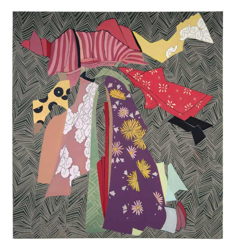 Konzert der Formen, Farbenfrohe stilvolle Schlüssel-Kunstcollage, Fluxus, kreative Gestaltung, abstrakte Kunst, modernes Wandbild, Malerei, Inspiration.